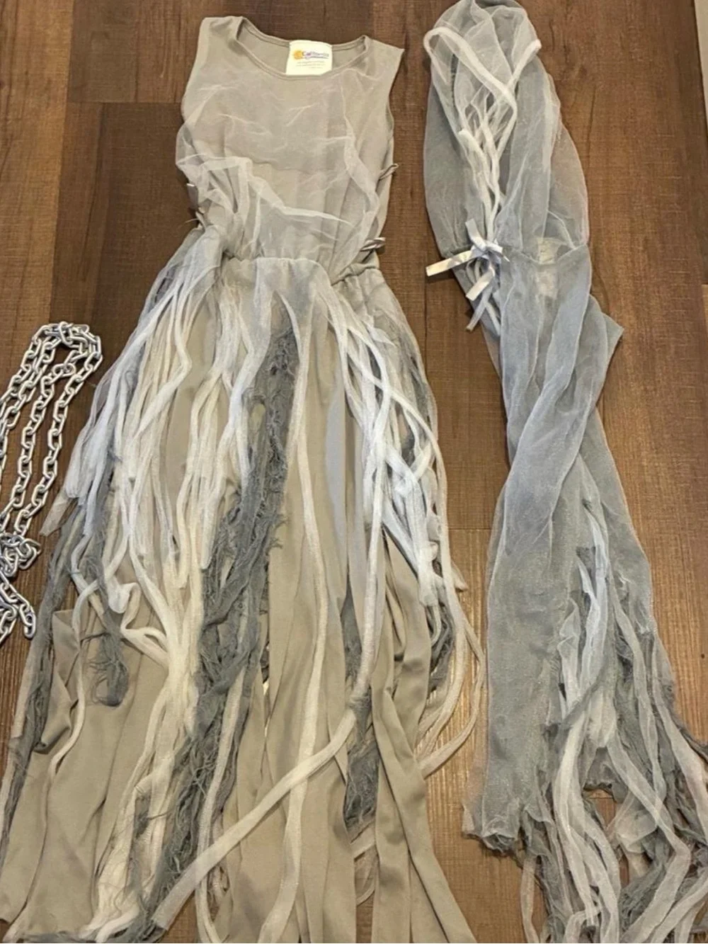Haunted Beauty Kids Halloween Costume -  Ghost Dress with Hood and chain